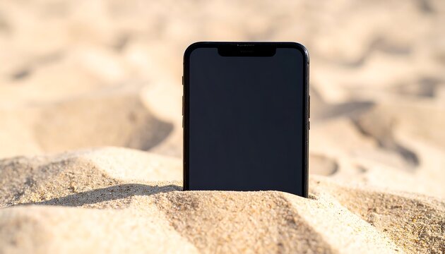 Smartphone buried in sand (1)