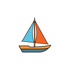 sailboat with full sail   clean vector with white 