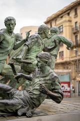 Obraz premium San Fermin sculpture capturing the spirit of the iconic festival in Pamplona, Navarra, Spain