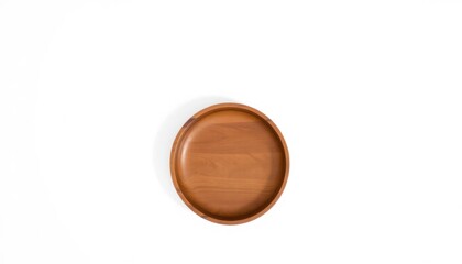 Wooden plate on white background with copy space for product placement