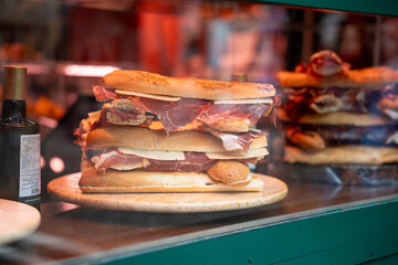 Delicious display of a traditional Spanish sandwich in Pamplona Navarra showcasing local flavors and culinary artistry