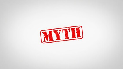 Myth red rubber stamp isolated on transparent background with distressed texture effect.