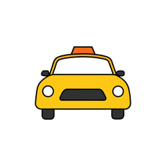 yellow taxi cab front view   vector style with