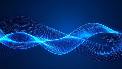 Digital particles wave with glowing blue tones