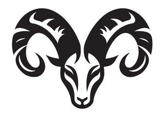 animal horns logo silhouette vector, horn logo silhouette design, animal horns skull head silhouette vector illustration, animal head skull logo silhouettes vector on a white background