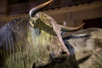 Sculpture of San Fermin in Pamplona, Navarra, Spain showcases cultural heritage and tradition