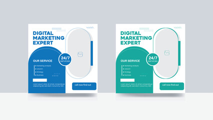 Digital marketing web banner and corporate social media post template