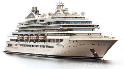 Luxurious cruise ship, elegant design, ocean liner, white hull, calm waters.