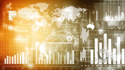 Abstract graphic design with overlaid data visualizations.