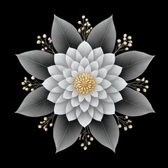 Elegant white lotus flower on black background.
