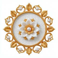 Ornate floral design with golden accents.