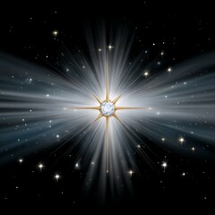 Radiant star shining in a dark cosmic space.