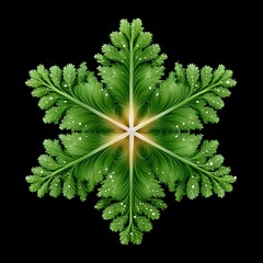 Vibrant green leaf pattern on a dark background.