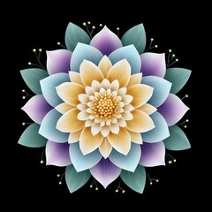 Vibrant lotus flower on black background.
