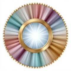Vibrant radial design with pastel colors.