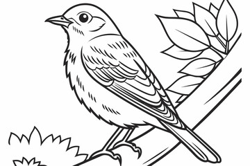coloring page line art the bluebird black vector