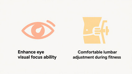 Eye focus and fitness waist adjustment icon, representing the optimization of body functions during fitness, used in fitness courses and sports equipment promotion scenarios.