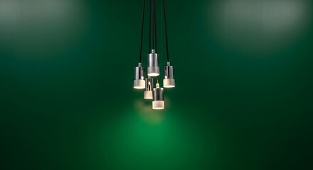 Elegant pendant lights with sleek metal and glass design against dark green backdrop