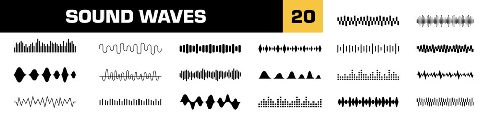 Sound waves icons. Isolated sound wave vector set. Speech voice icon set. Audio music wave icon sign.