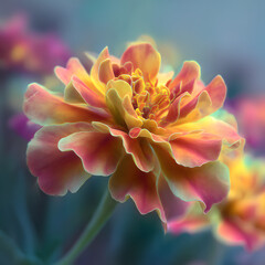 Fototapeta premium Close-Up of a Vibrant Flower with Soft Petals Showcasing Stunning Colors and Delicate Details