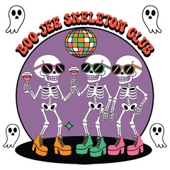 Boo-jee Skeleton Club - Witch Woman T-shirt Vector, Halloween T-shirt Gift For Woman, Retro Spooky Season Girl Shirt, Halloween Ghost Illustration, Mom Horror Quote