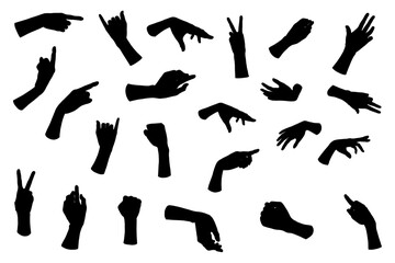 Silhouette Collection of Various Hand Gestures