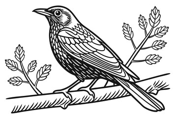 coloring page line art the robin black vector