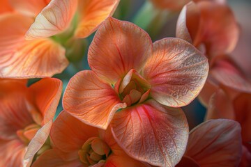 Vibrant orange and pink blossoms showing intricate details in a garden setting during spring