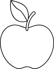 Black apple silhouette drawing with stem and leaf illustration for design