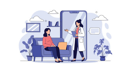 Fototapeta premium Online medical consultation experience connecting patients and doctors remotely through digital technology