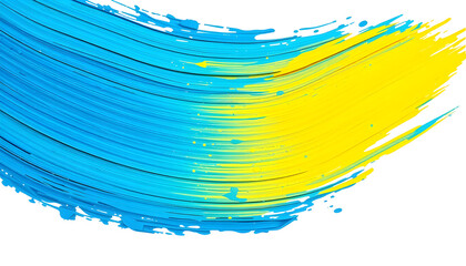 Thick angled brush stroke in vibrant periwinkle and daisy yellow with rich oil paint texture and dynamic sweeping motion, isolated high-resolution abstract PNG on clean white background