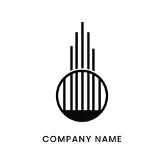 A sleek and modern logo in an abstract design of vertical lines rising from a circular base