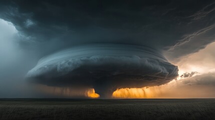 Massive storm cloud over a field
