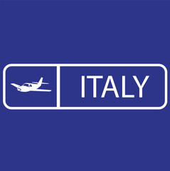  Grunge ITALY word with plane icon square rubber seal stamp on white background vector icon