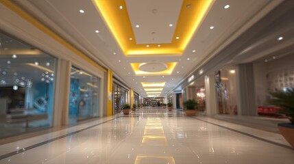 Naklejka premium A spacious, well-lit shopping mall corridor.