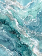 Fototapeta premium Pastel teal sky blue marble swirls with soft watercolor effect and white veins for elegant marble design, wallpaper design, tile design, wall design and premium decorative surface design printing proj