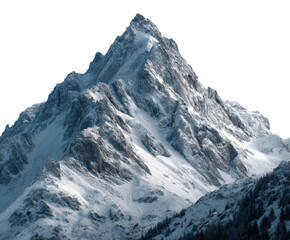 Obraz premium Climbing majestic snow-capped mountain nature landscape adventure. Isolated on transparent background, png.