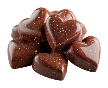 Delicious heart-shaped chocolates sweet treats. Isolated on transparent background, png. - Powered by Adobe