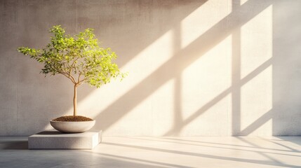 Minimalist indoor scene with potted plant