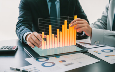 Analyzing holographic financial data on tablet business
