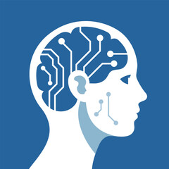 Artificial intelligence brain concept flat style