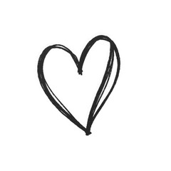 black heart illustration sketch with transparent background PNG and JPEG image