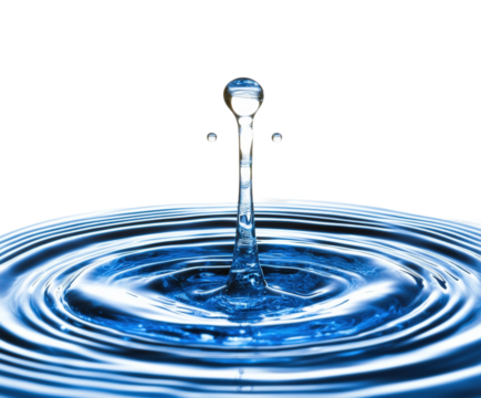 Water droplet impacting surface high-speed nature. Isolated on transparent background, png.