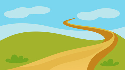 Obraz premium Scenic Cartoon Trail Winding Through Grassy Dunes