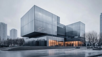Obraz premium Modern glass office building in city