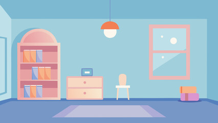 Fototapeta premium Cozy indoor nursery room with soft lighting and pastel colored walls