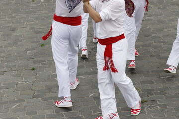 Dancers in traditional Basque folk costume