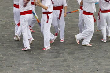 Dancers in traditional Basque folk costume