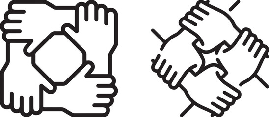 eamwork and Unity Icon – Hands Joined Together in Collaboration