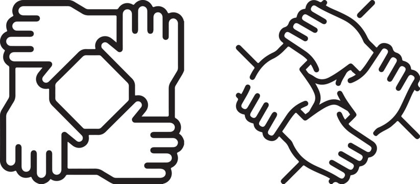 eamwork and Unity Icon – Hands Joined Together in Collaboration
